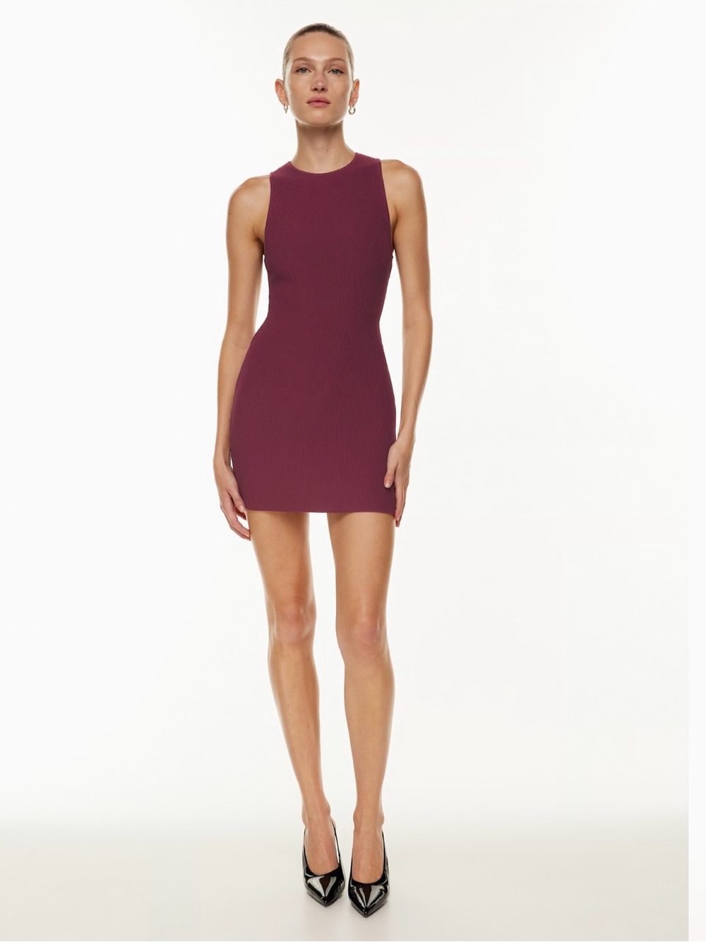 Aritzia Babaton Plum/ Grapevine Sculpt Knit Racer Mini Dress Size M